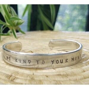 "BE KIND TO YOUR MIND " 6" Inch Hand Stamped Metal Cuff Adjustable Bracelet
